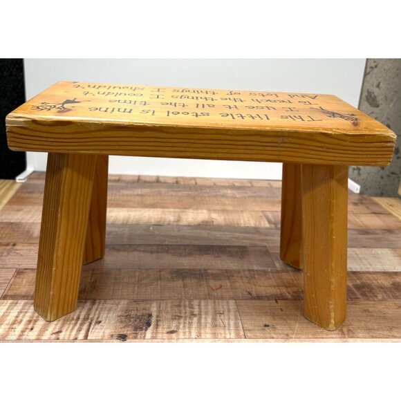 Handcrafted Wooden Step Stool With Humorous Inspirational Poem Decor - Picture 4 of 6